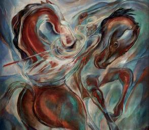Obra Combate, de Carlos Enríquez. Obra Combate, de Carlos Enríquez.